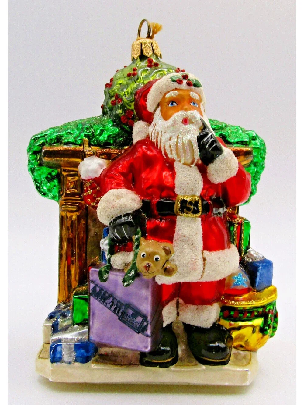 Kurt S. Adler Komozja Polonaise Bergdorf Goodman Santa by Fireplace Ornament